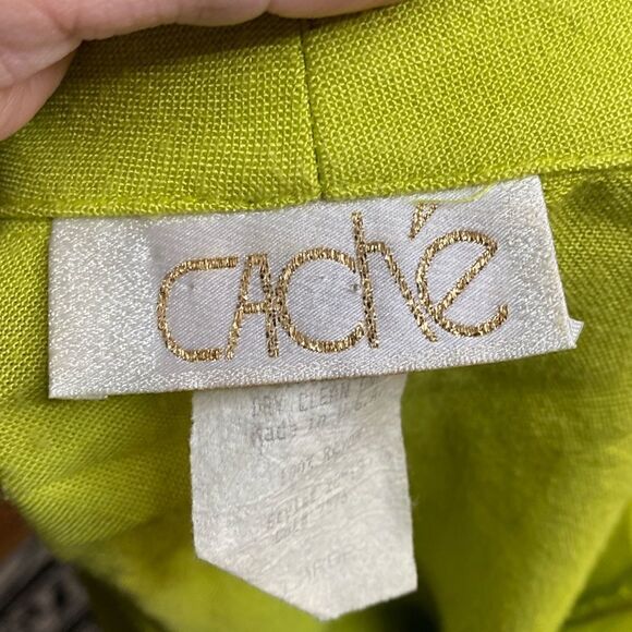 Vintage Cache Lime Green Wrap Top Long Sleeve Blouse 90s - Picture 7 of 9